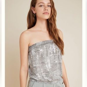 Anthropologie Maiah Shimmer Tube Top